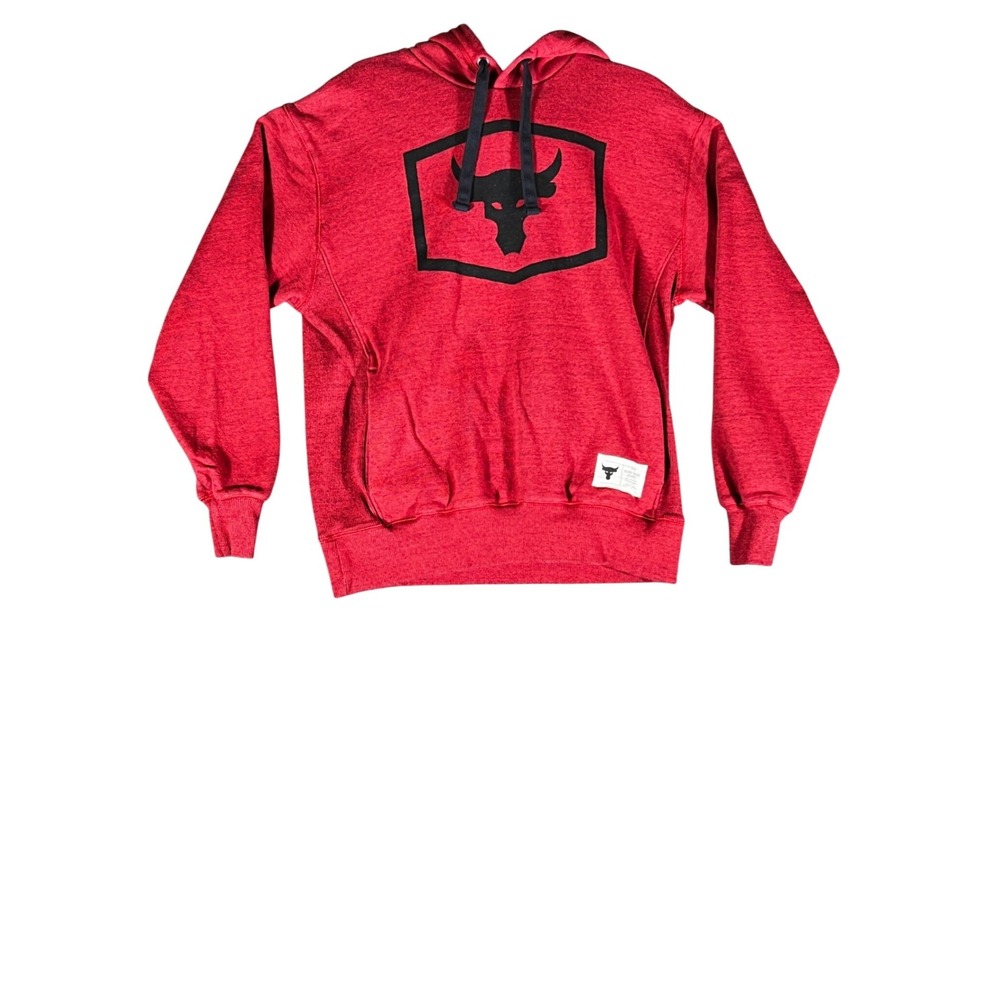 Under Armour Project Rock Mens Red Heather‎ Brahma Bull Pullover Hoodie Medium